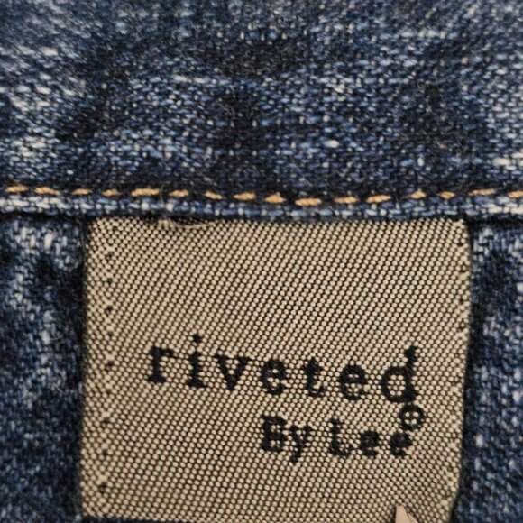 Riveted By Lee Denim Cotton High Waist Pencil Two Tone Midi Blue Jean Skirt - Picture 8 of 9